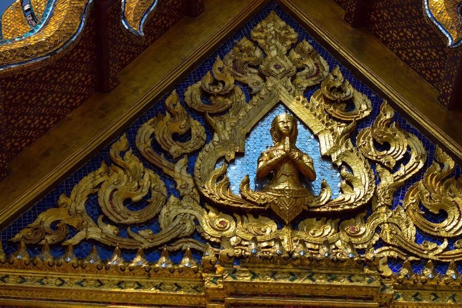 Detail van een tempel aan de Chao Phraya rivier